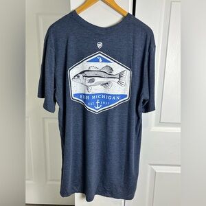 Where I'm From Mens Short Sleeve Shirt Size 2XL Michigan Fish Michigan NWT